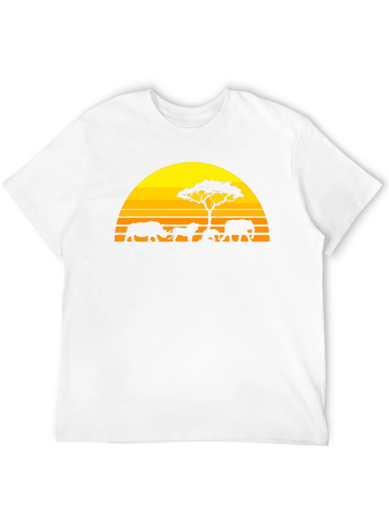 African Safari Silhouette Graphic Tee - Sunset Design