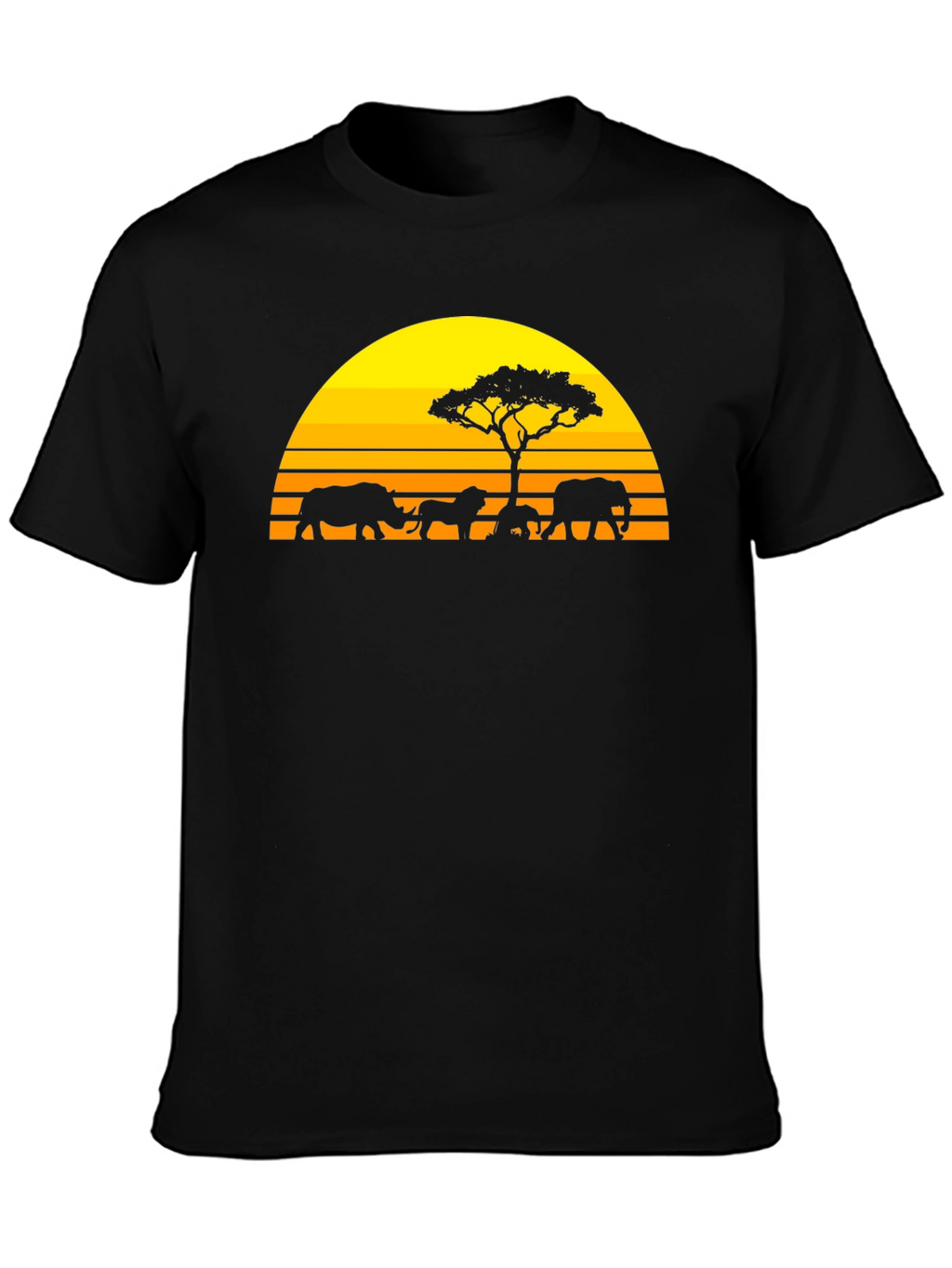 African Safari Silhouette Graphic Tee - Sunset Design