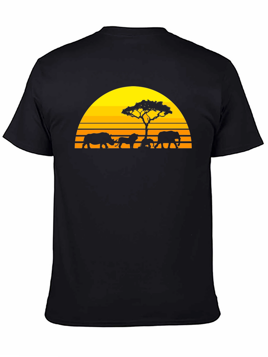 African Safari Silhouette Graphic Tee - Sunset Design