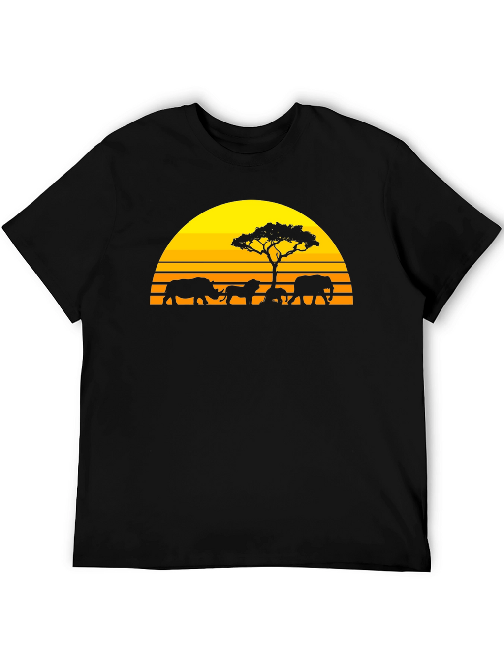 African Safari Silhouette Graphic Tee - Sunset Design