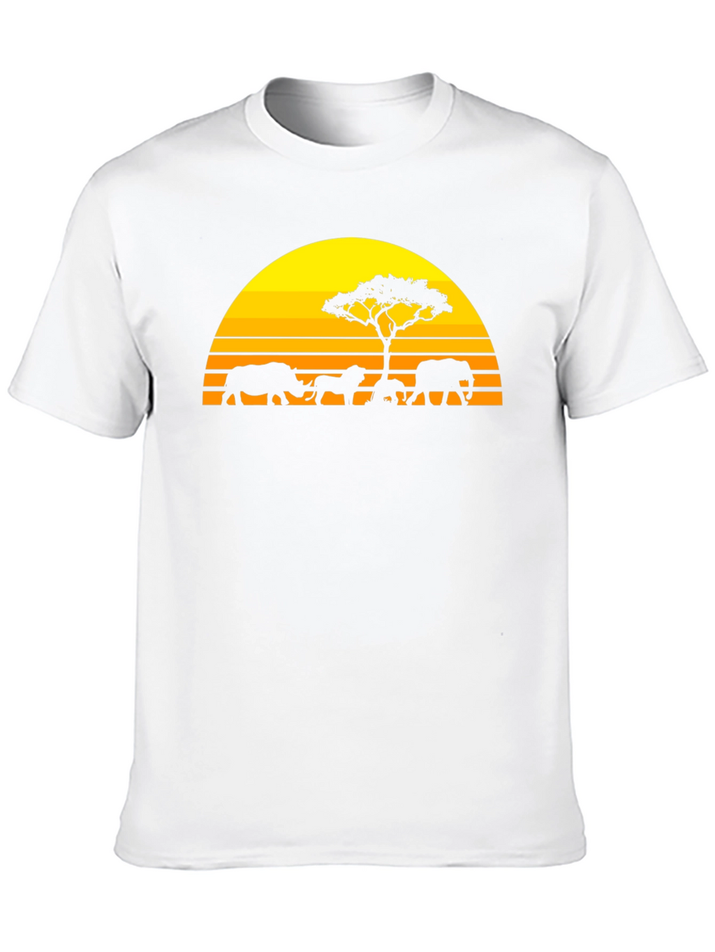 African Safari Silhouette Graphic Tee - Sunset Design