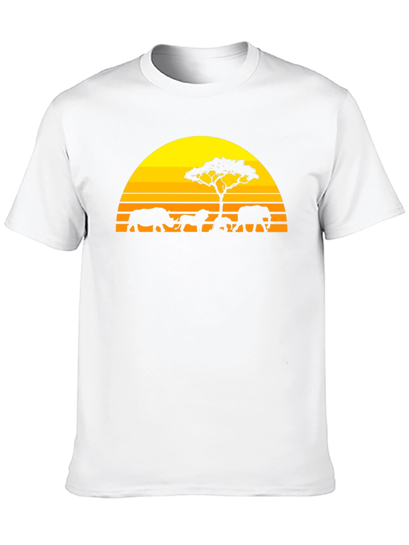 African Safari Silhouette Graphic Tee - Sunset Design