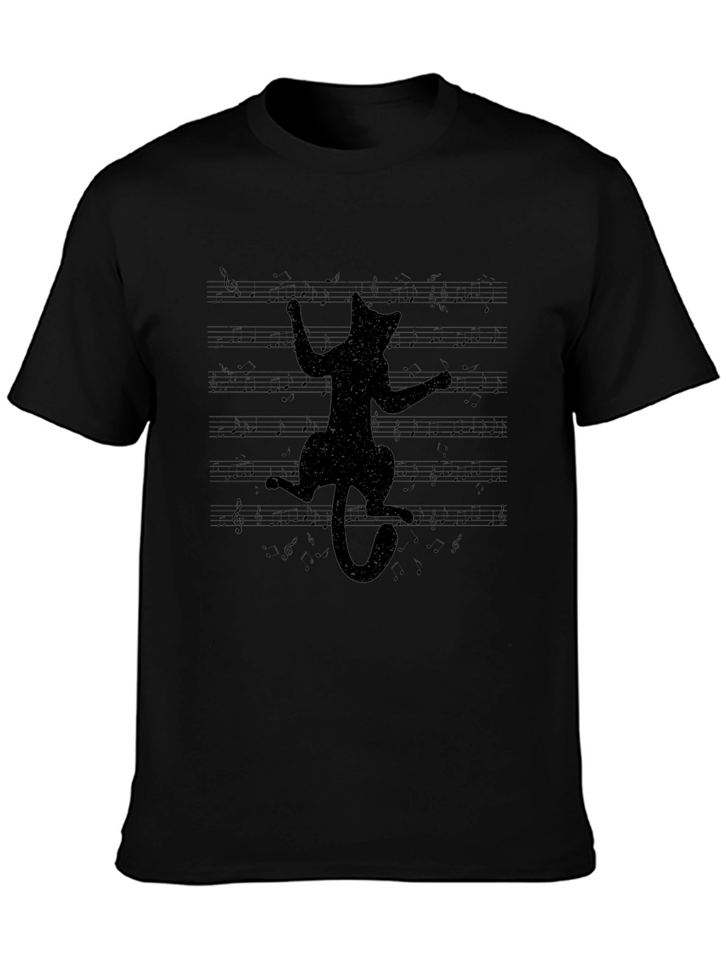 Black Cat Music Notes Graphic Tee - Unisex