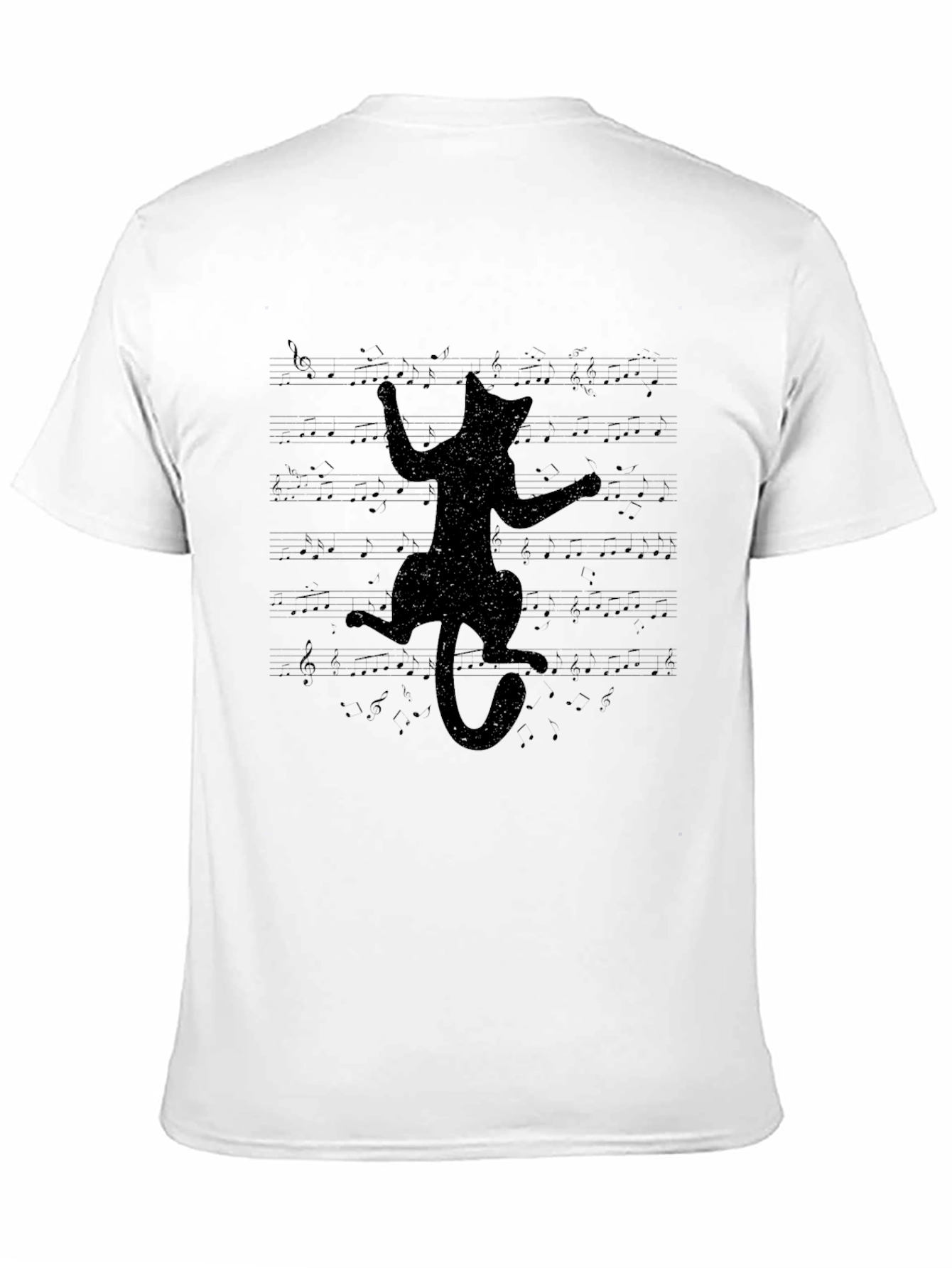Black Cat Music Notes Graphic Tee - Unisex