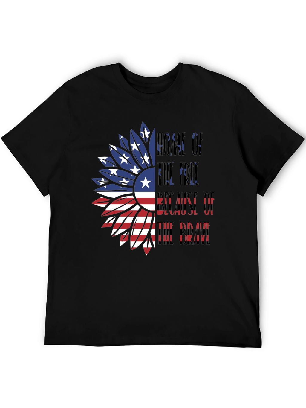 Patriotic Sunflower USA Flag Graphic T-Shirt