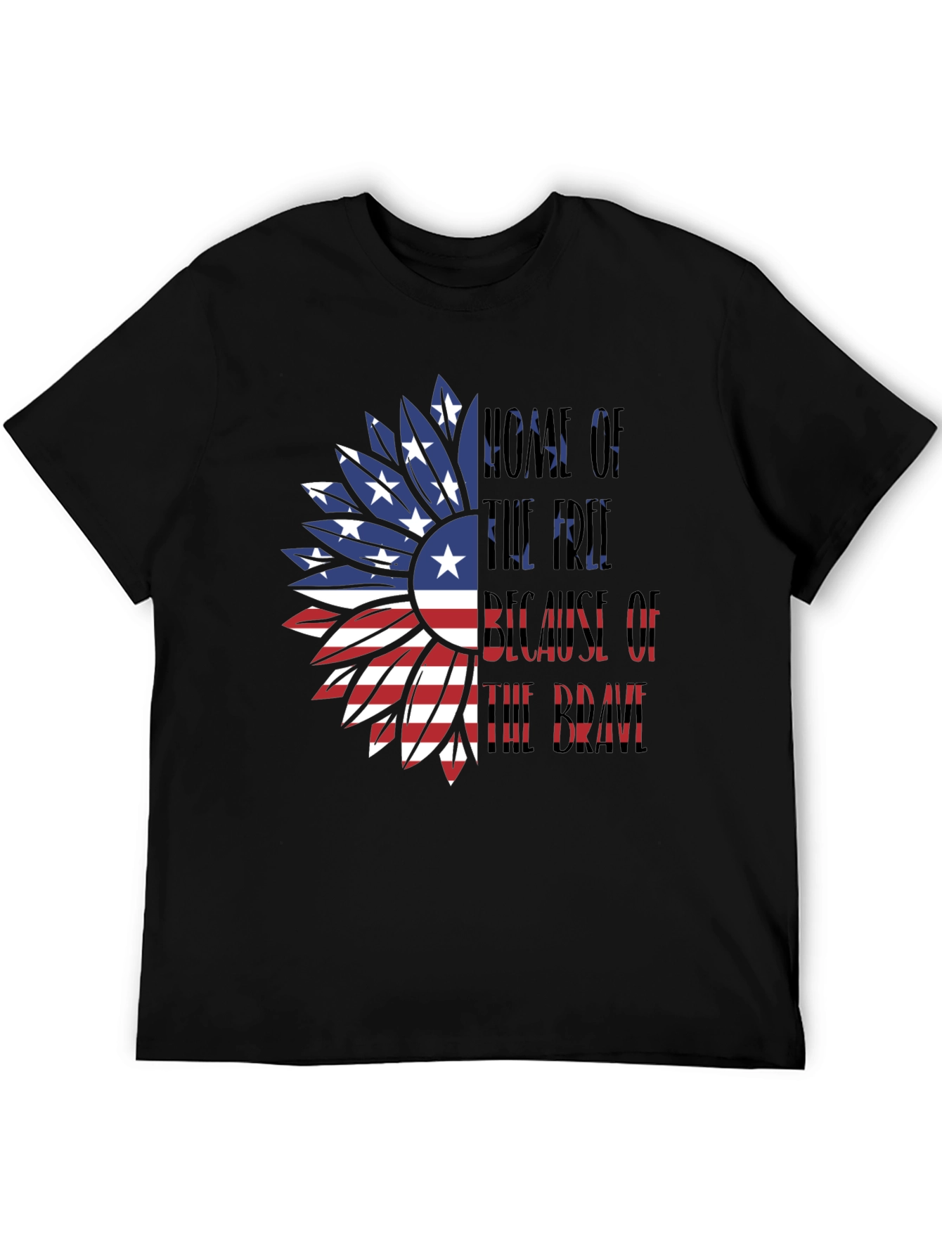 Patriotic Sunflower USA Flag Graphic T-Shirt