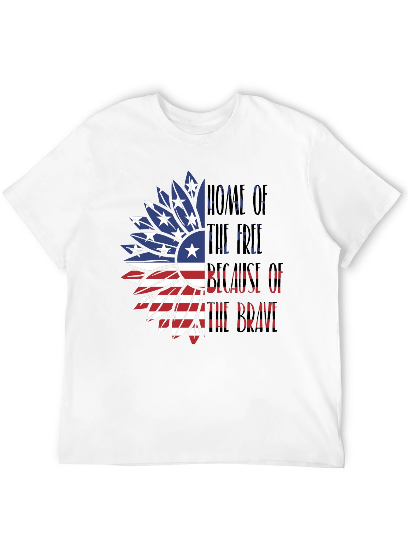 Patriotic Sunflower USA Flag Graphic T-Shirt