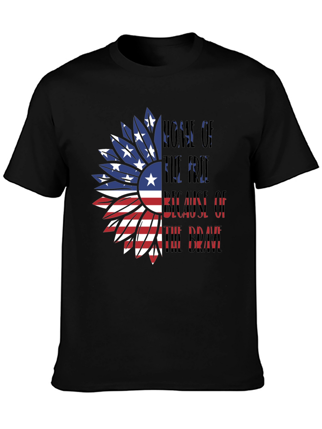 Patriotic Sunflower USA Flag Graphic T-Shirt