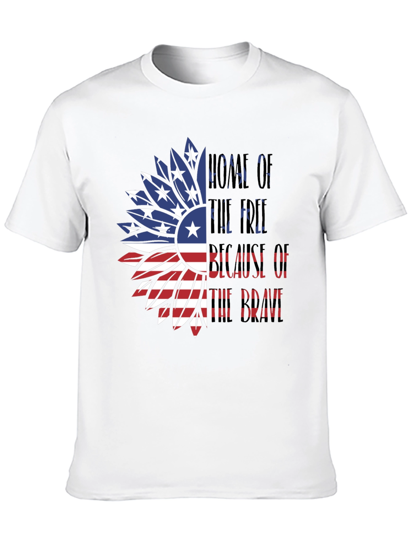 Patriotic Sunflower USA Flag Graphic T-Shirt