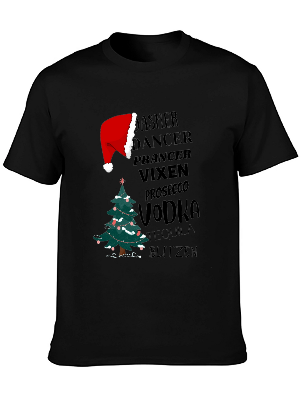 Christmas Reindeer Drinks Funny T-Shirt