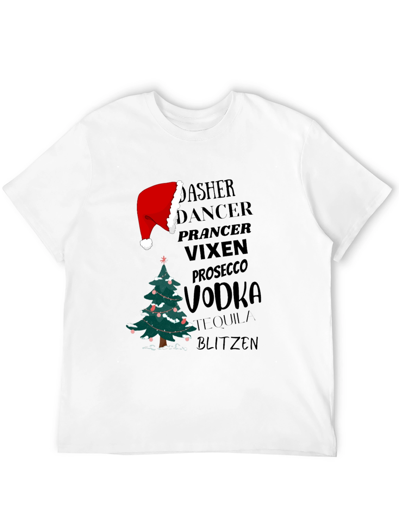Christmas Reindeer Drinks Funny T-Shirt