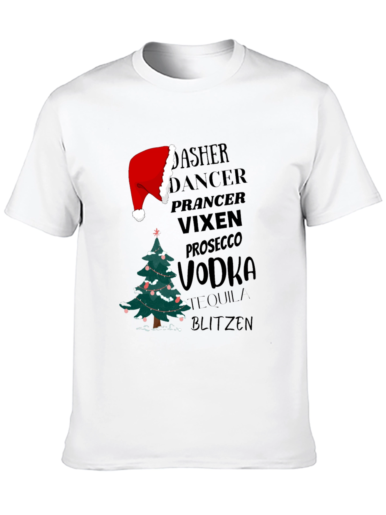Christmas Reindeer Drinks Funny T-Shirt