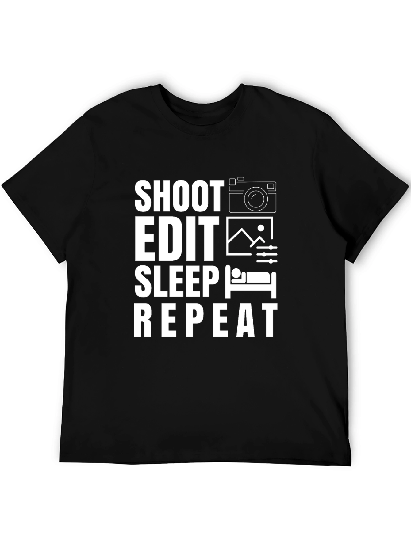 Shoot Edit Sleep Repeat Black T-Shirt