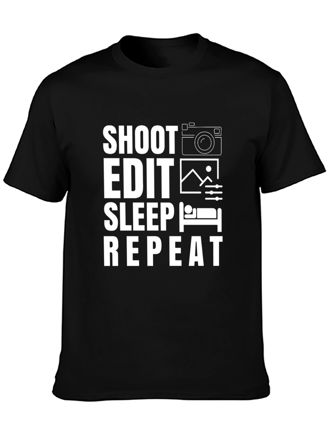 Shoot Edit Sleep Repeat Black T-Shirt