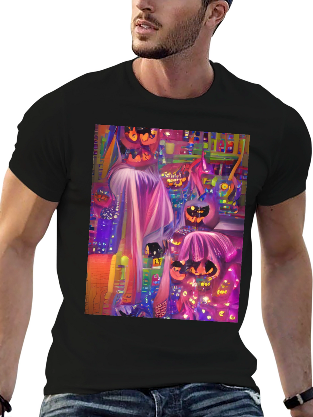 Halloween Pumpkin Graphic Tee - Spooky Season Style