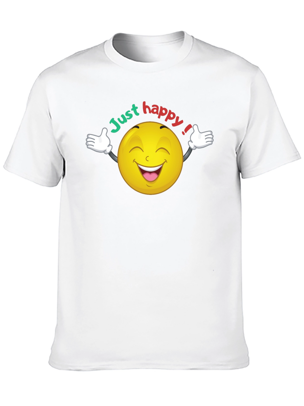 Just Happy Smiley Face Graphic Black T-Shirt