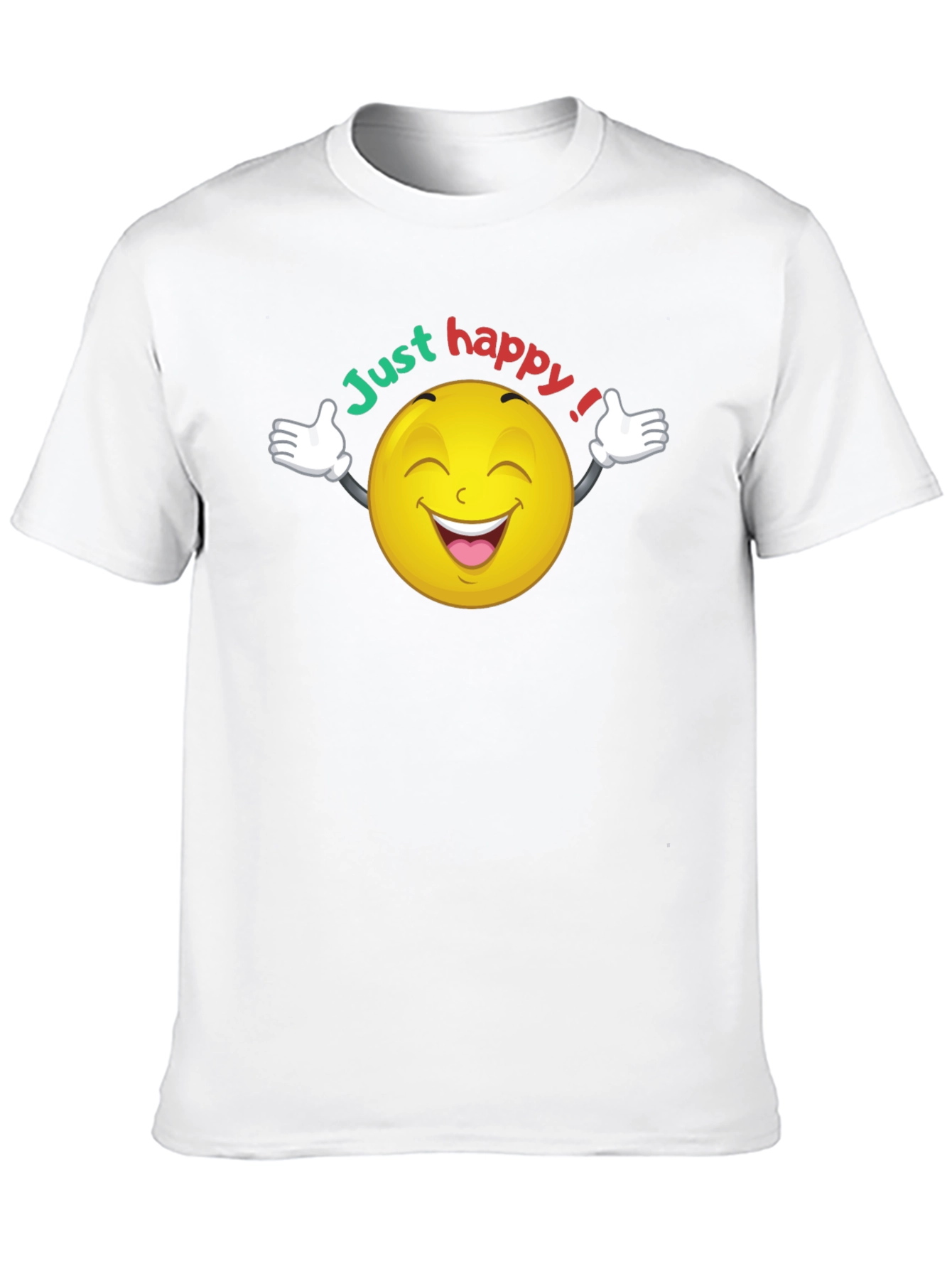 Just Happy Smiley Face Graphic Black T-Shirt