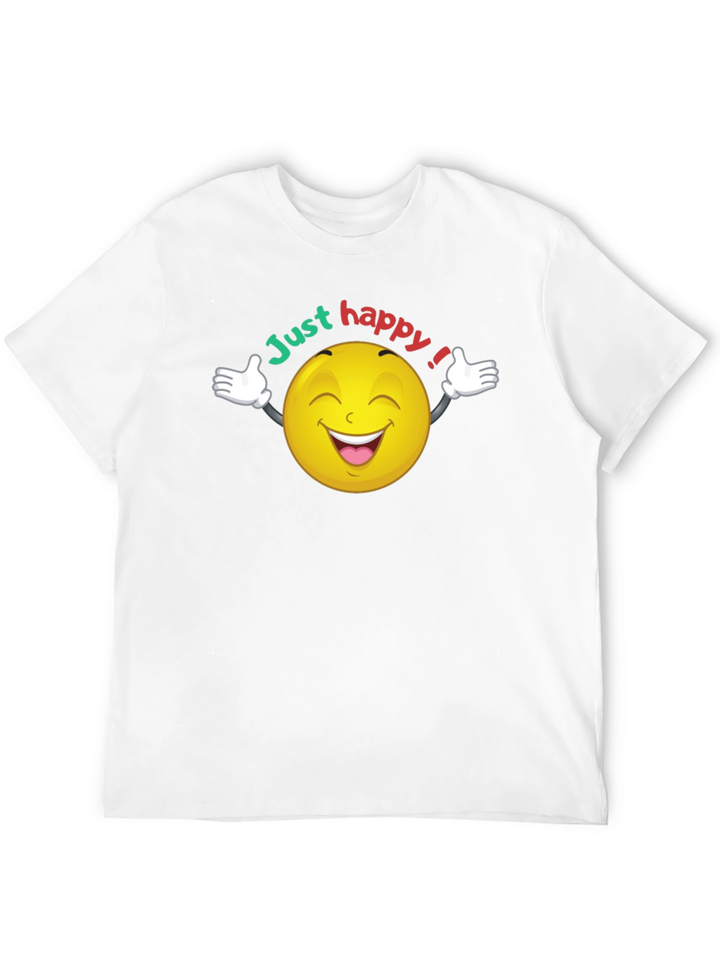 Just Happy Smiley Face Graphic Black T-Shirt