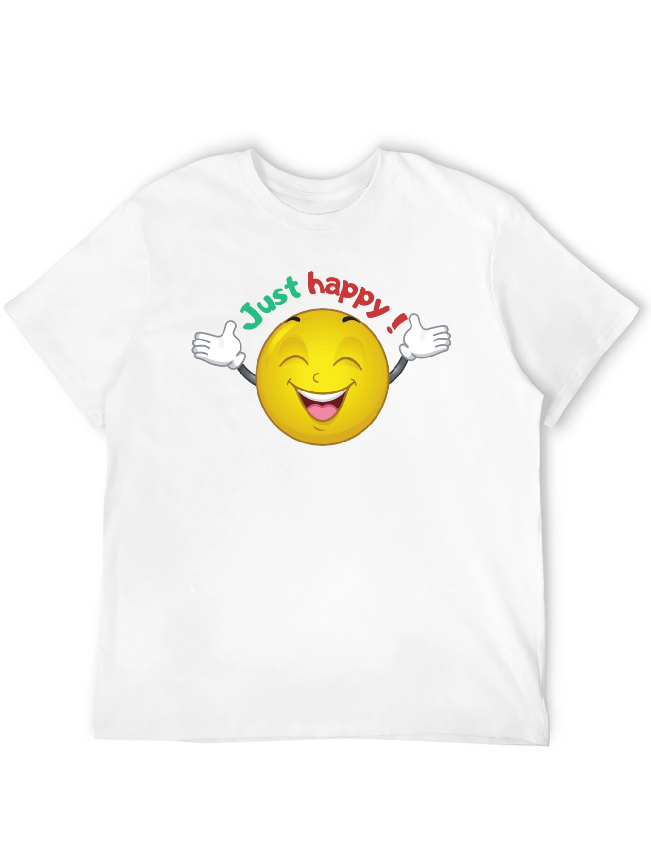 Just Happy Smiley Face Graphic Black T-Shirt
