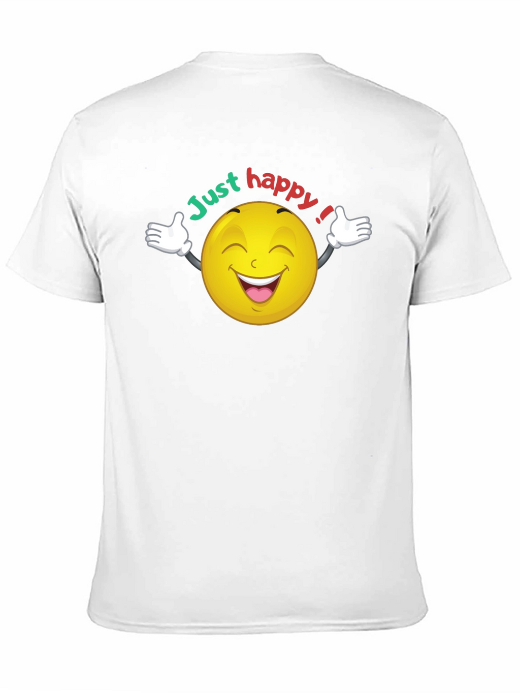Just Happy Smiley Face Graphic Black T-Shirt