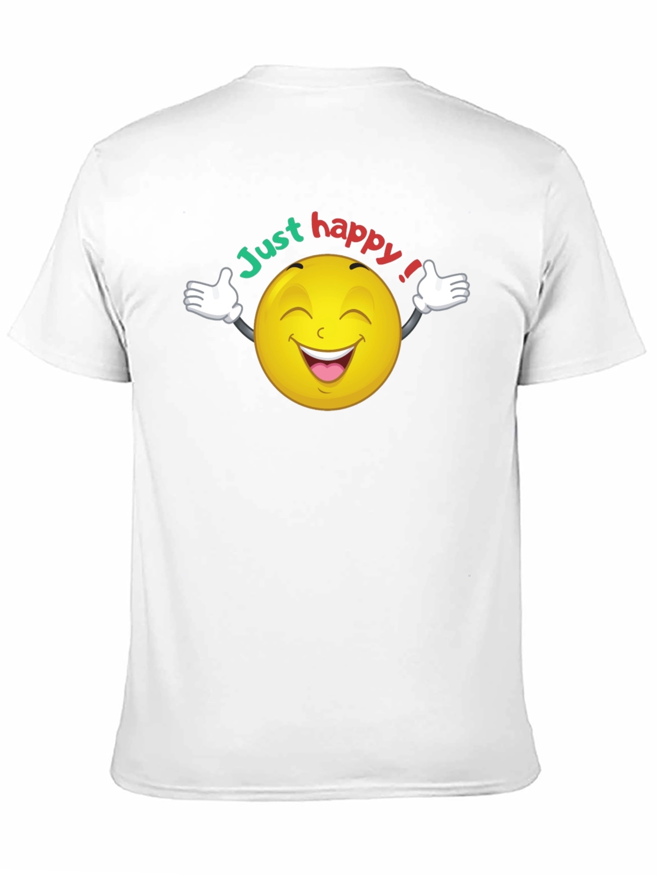 Just Happy Smiley Face Graphic Black T-Shirt