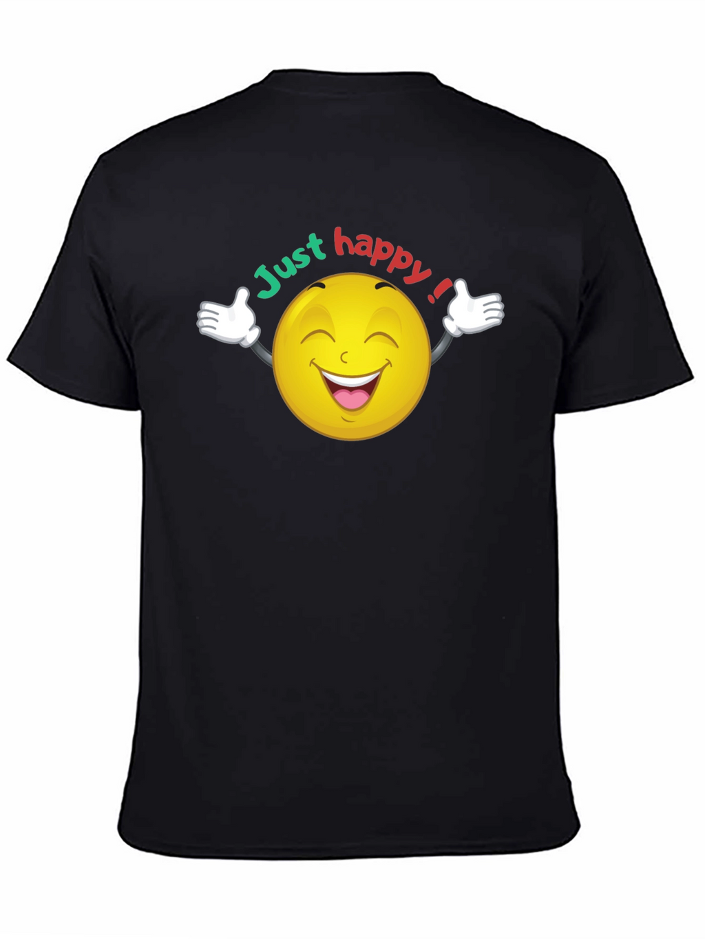 Just Happy Smiley Face Graphic Black T-Shirt