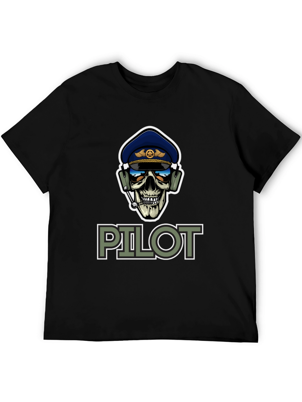 Pilot Skull Graphic T-Shirt - Aviation Style Tee