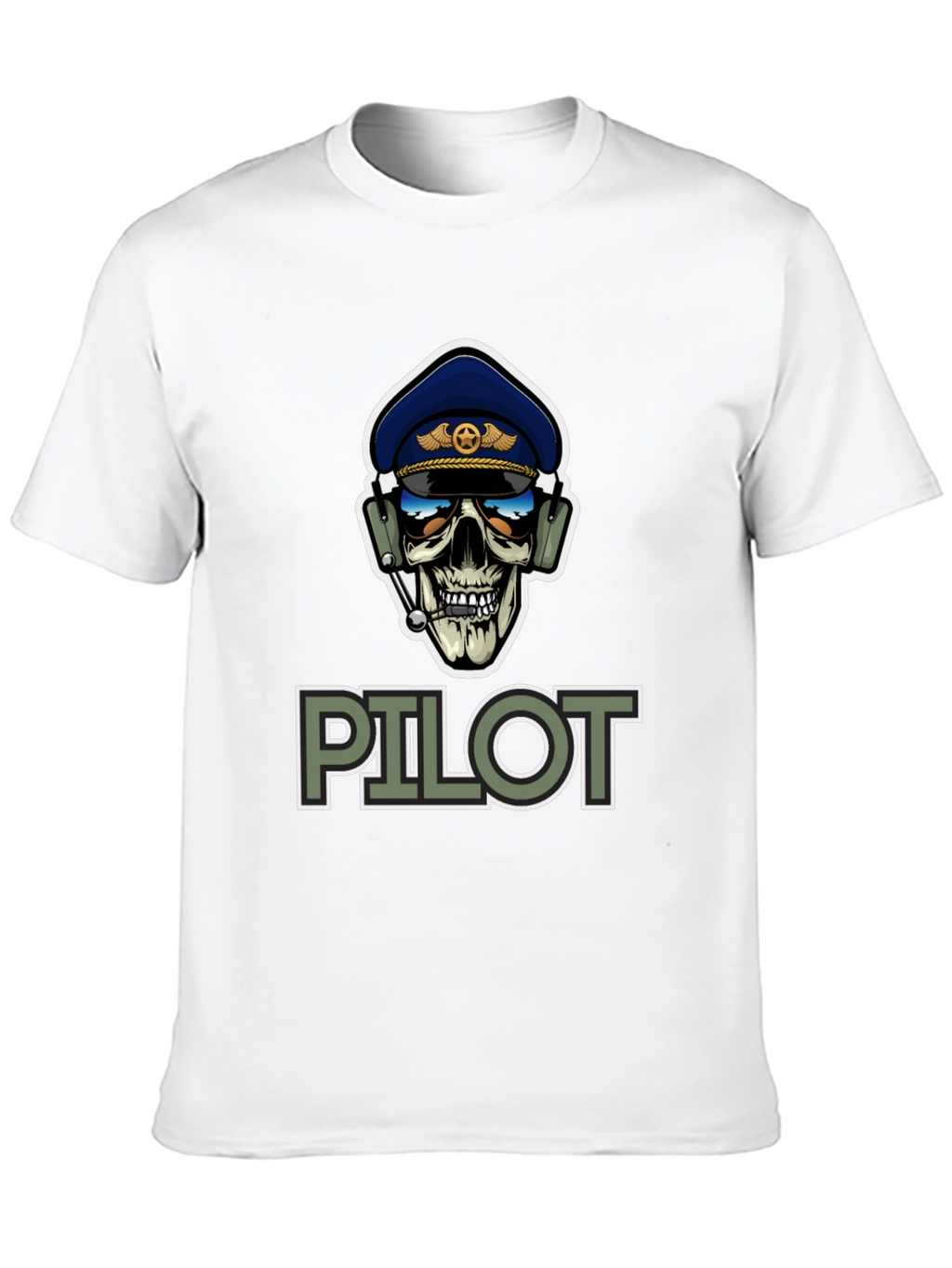 Pilot Skull Graphic T-Shirt - Aviation Style Tee