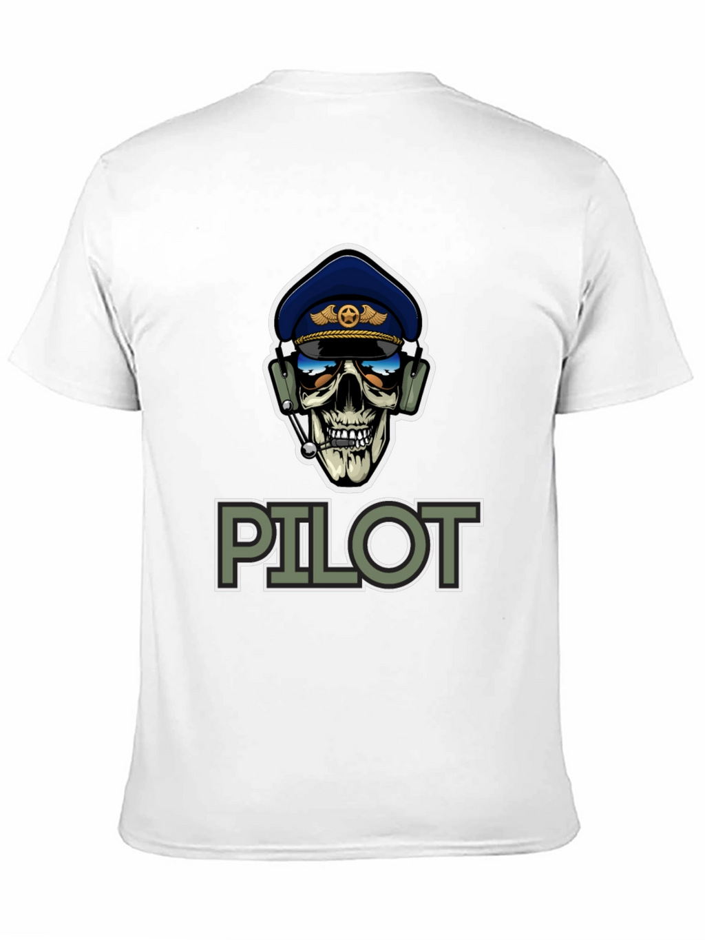 Pilot Skull Graphic T-Shirt - Aviation Style Tee