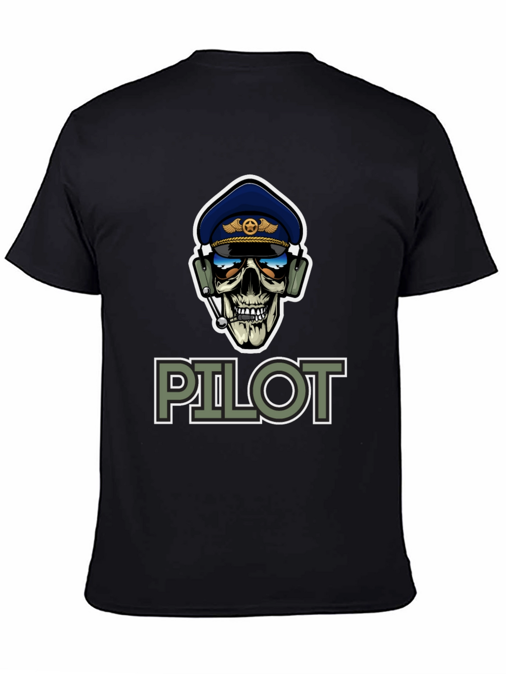 Pilot Skull Graphic T-Shirt - Aviation Style Tee