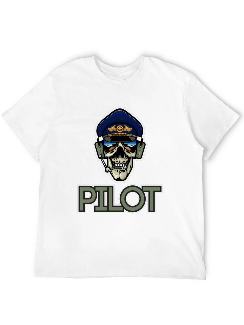 Pilot Skull Graphic T-Shirt - Aviation Style Tee