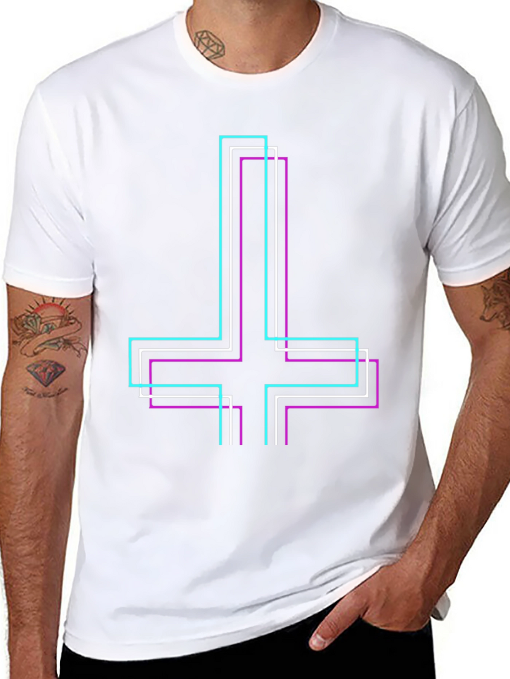 Inverted Cross Graphic Black Tee