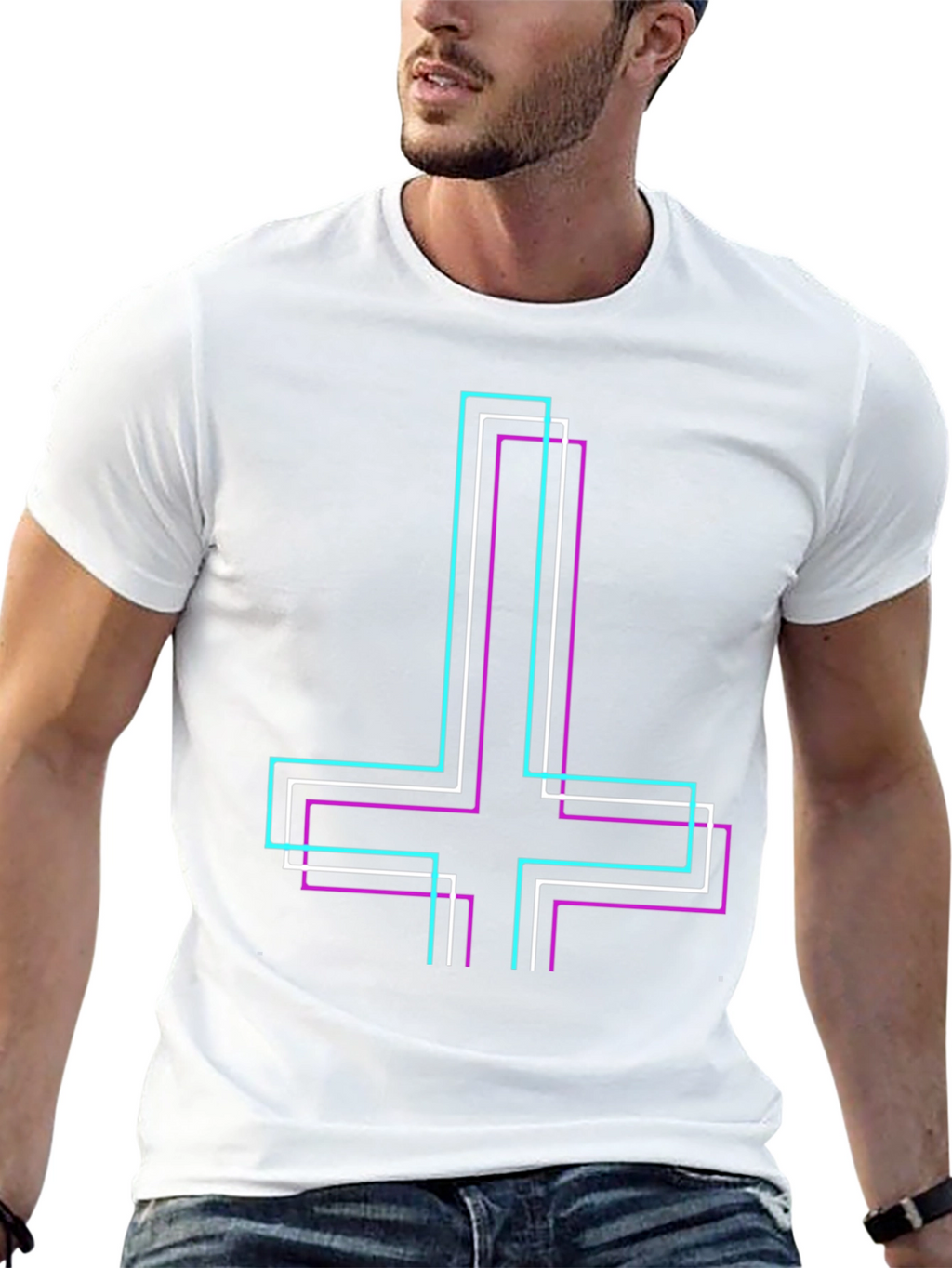 Inverted Cross Graphic Black Tee