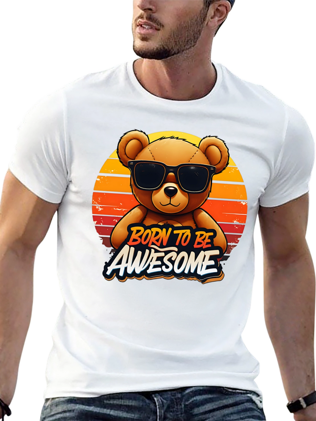 Born To Be Awesome Bear Graphic Tee