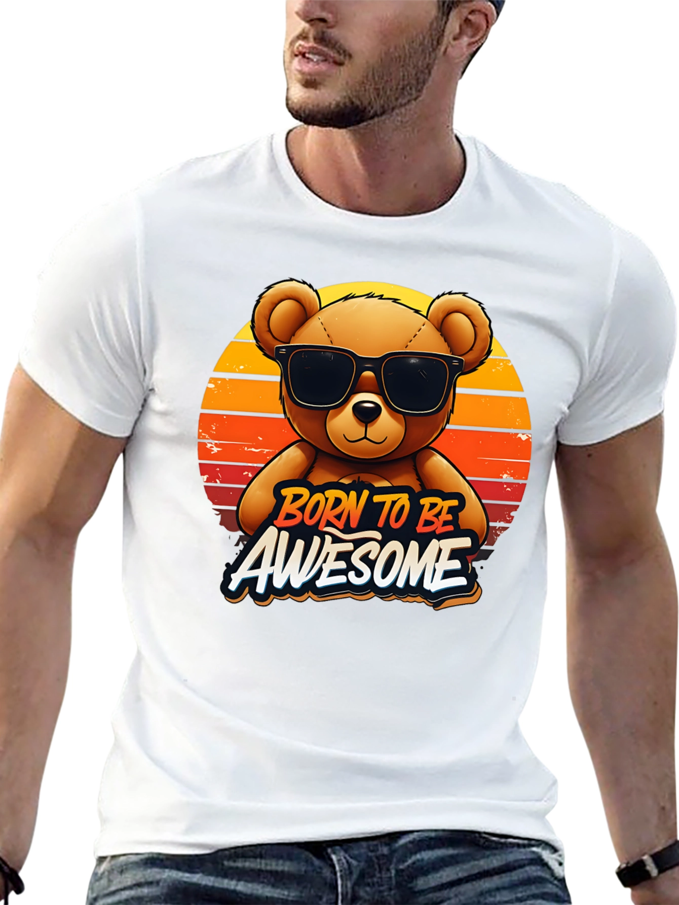 Born To Be Awesome Bear Graphic Tee