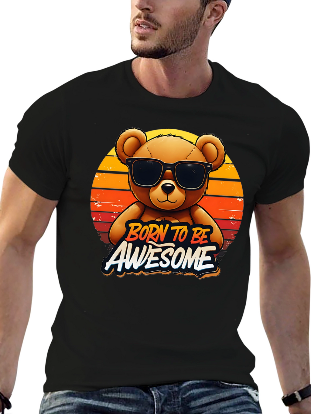 Born To Be Awesome Bear Graphic Tee