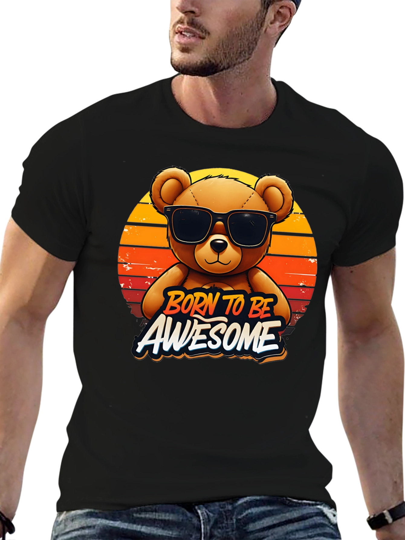 Born To Be Awesome Bear Graphic Tee