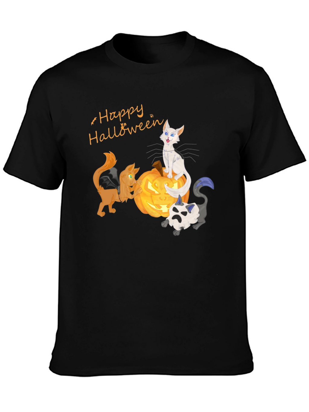 Halloween Cats on Pumpkin T-Shirt