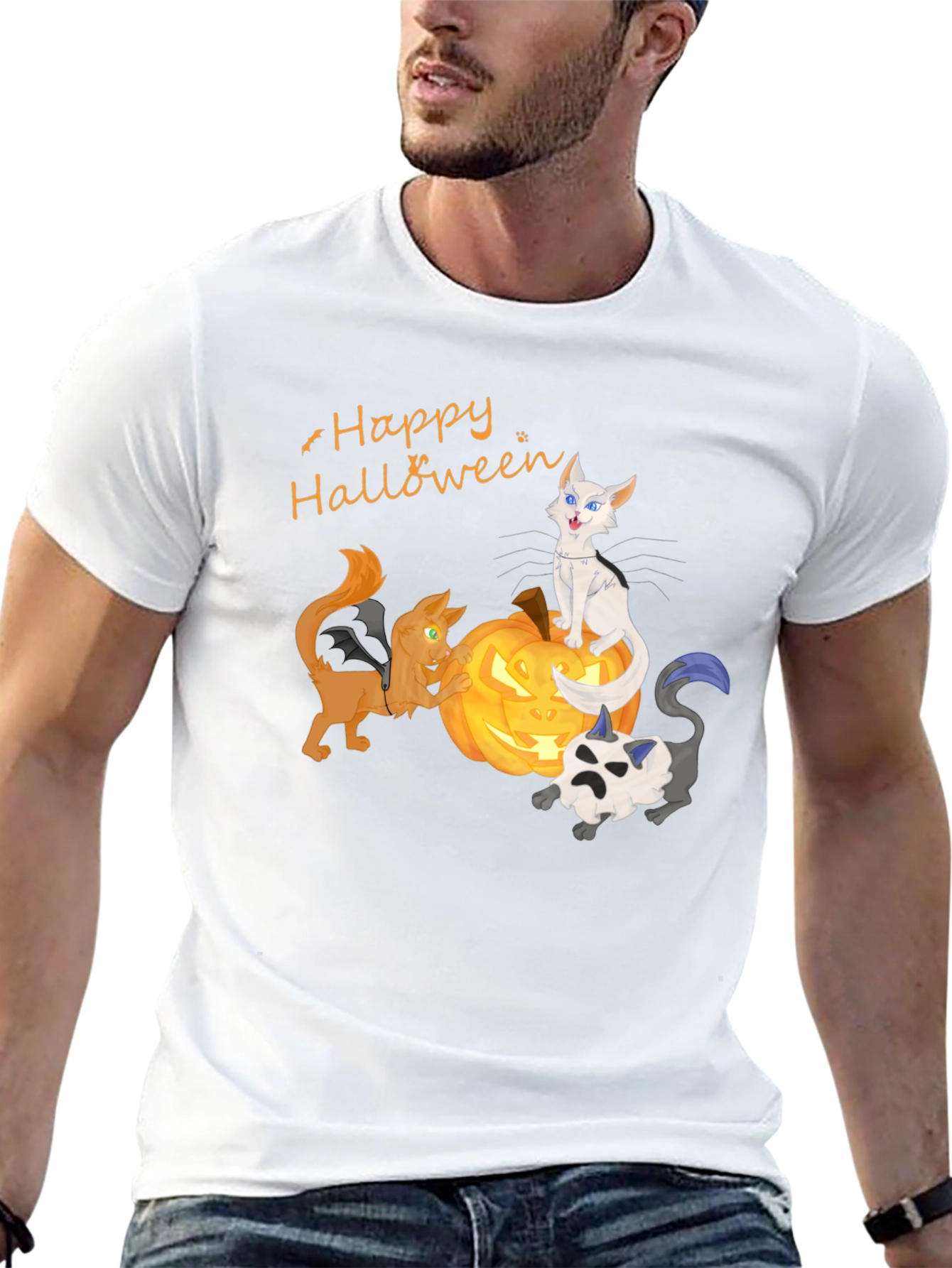 Halloween Cats on Pumpkin T-Shirt