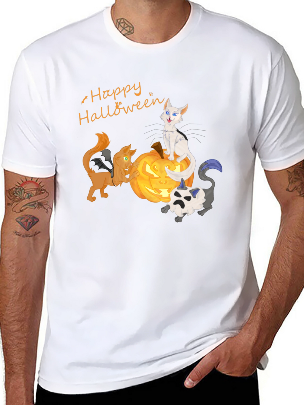 Halloween Cats on Pumpkin T-Shirt