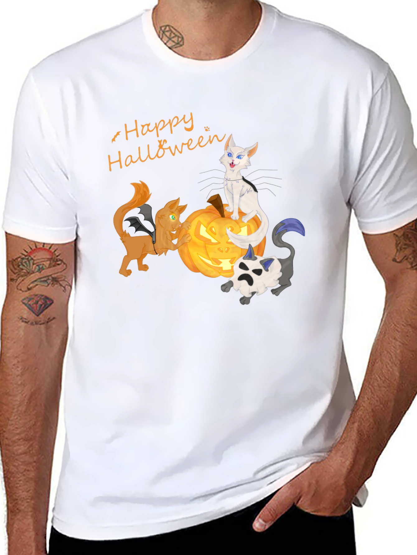 Halloween Cats on Pumpkin T-Shirt