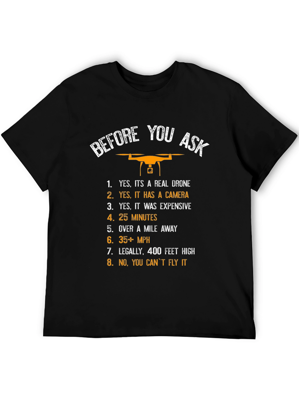 Funny Drone Enthusiast T-Shirt - Before You Ask