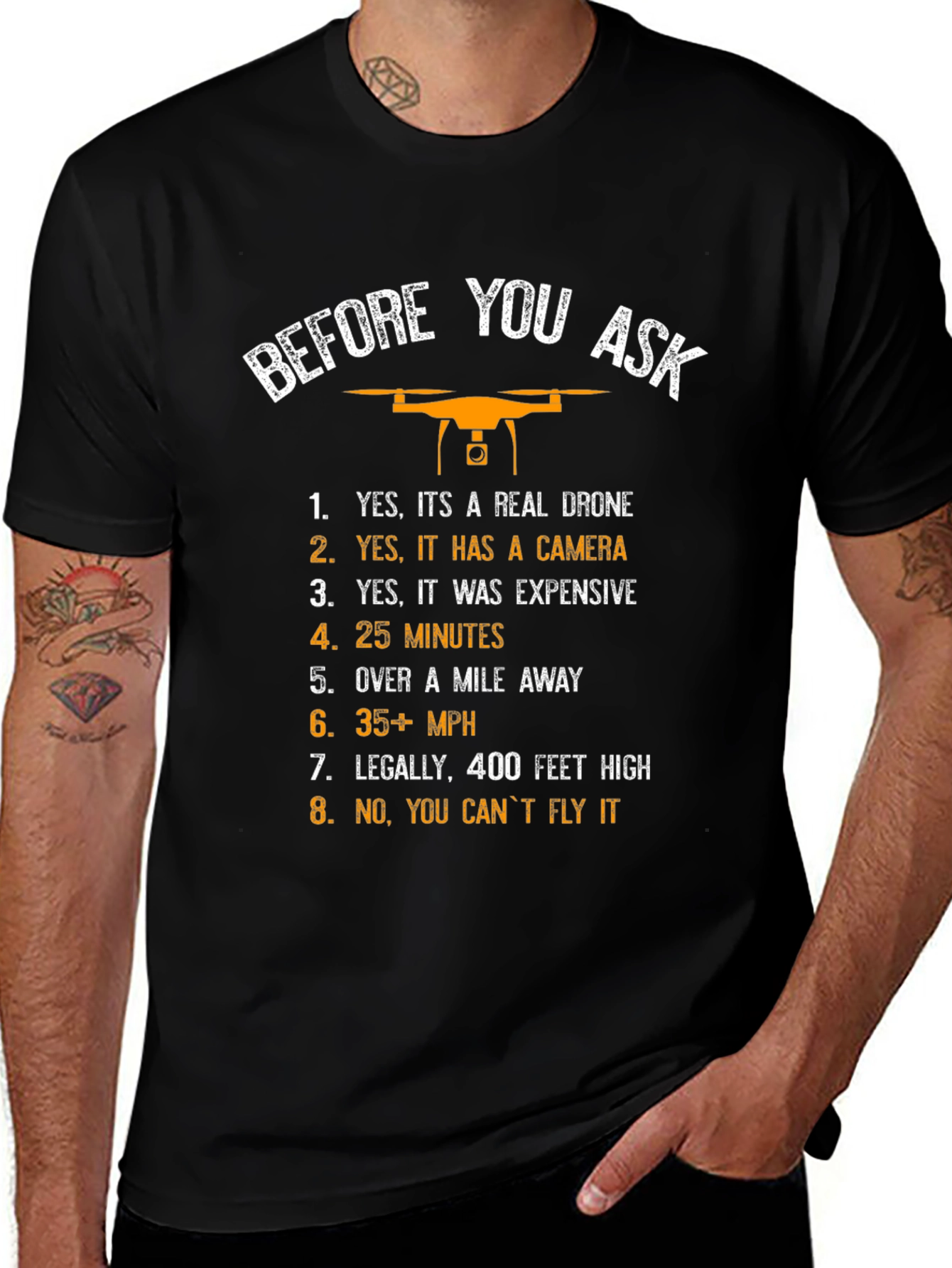 Funny Drone Enthusiast T-Shirt - Before You Ask