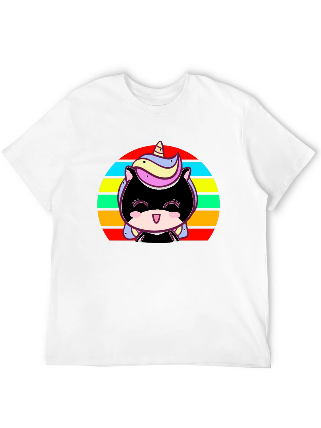 Cute Unicorn Sunset Graphic Black T-Shirt