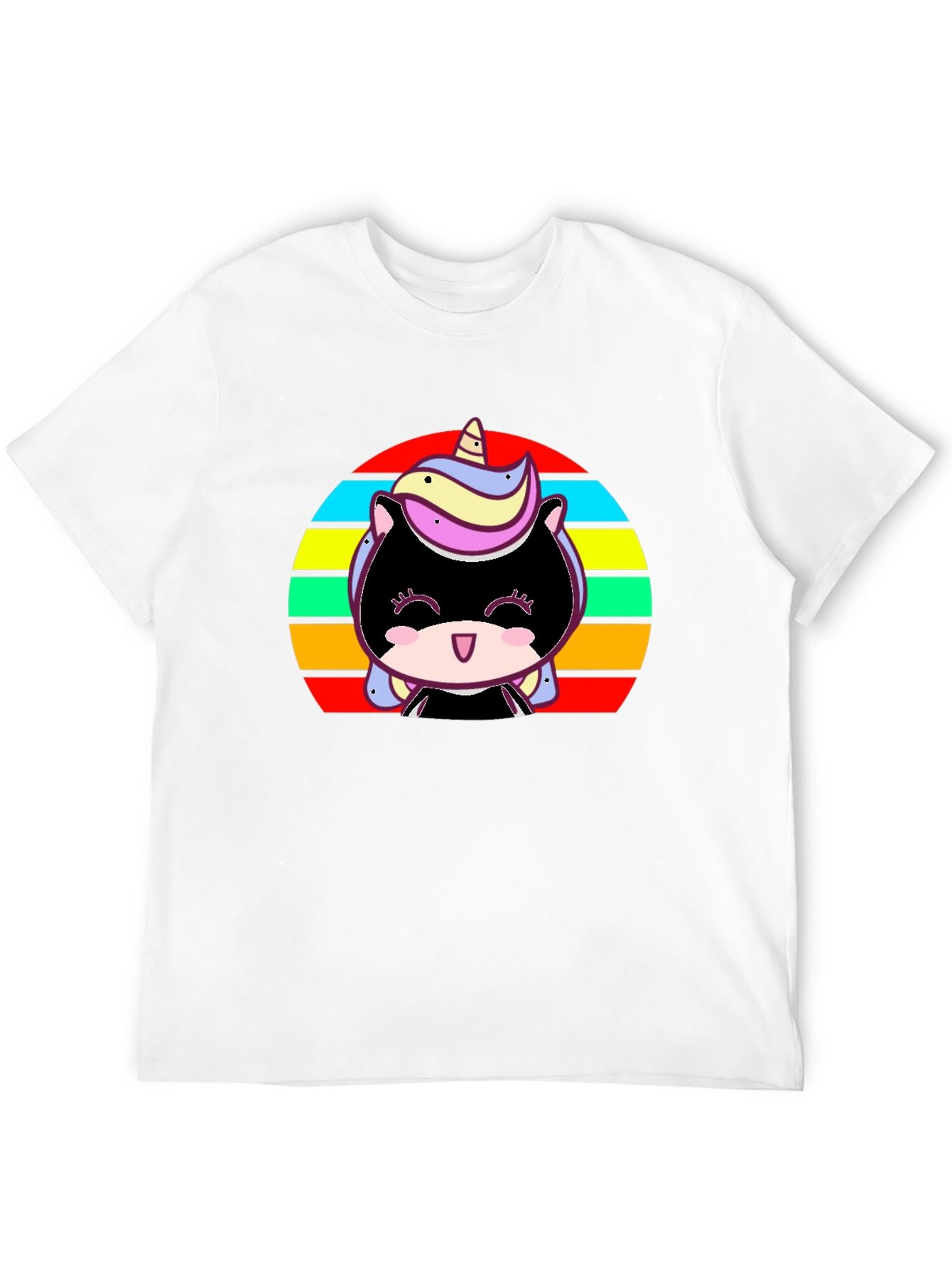 Cute Unicorn Sunset Graphic Black T-Shirt