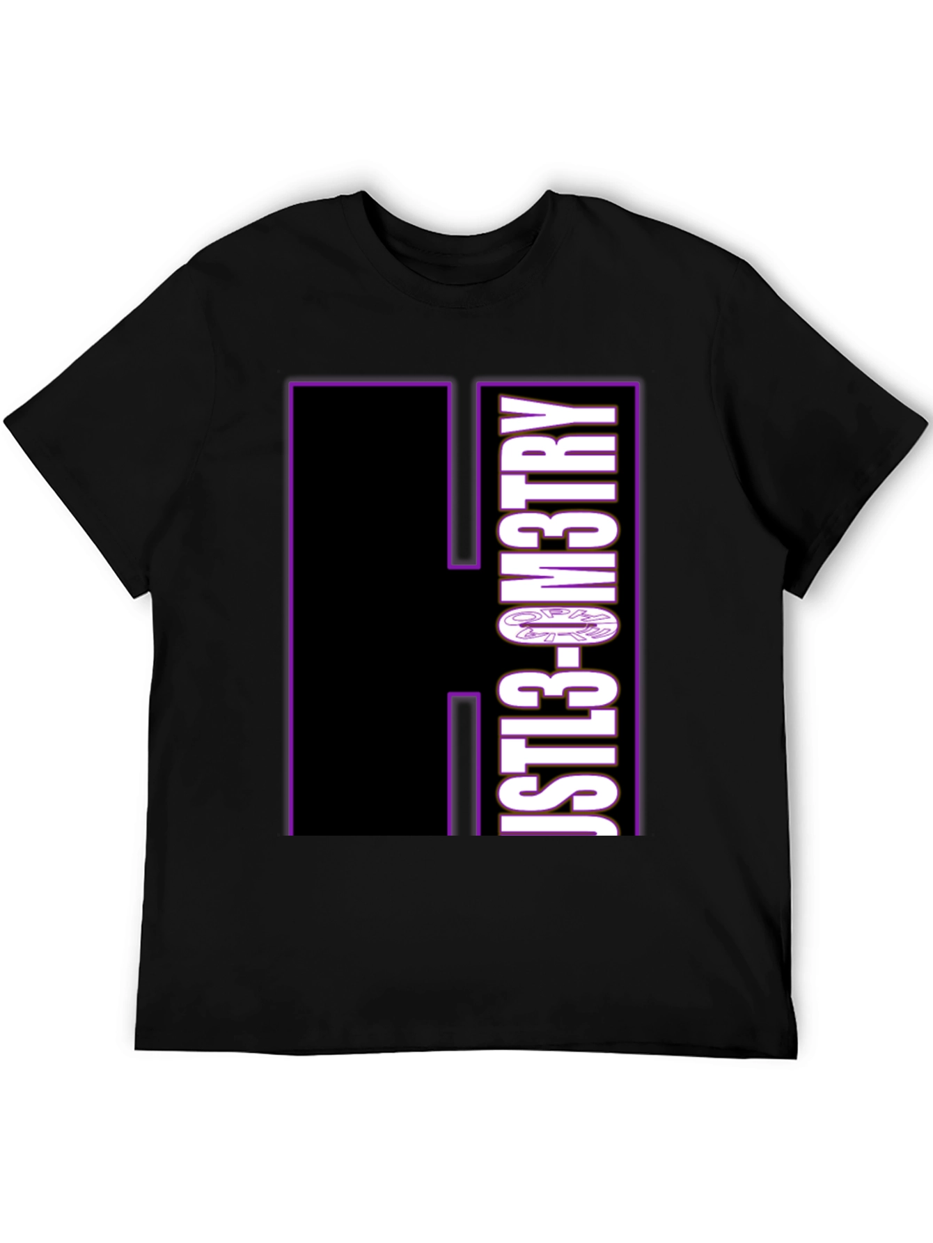 Just Geometry Graphic Tee - Black Crew Neck Casual T-Shirt