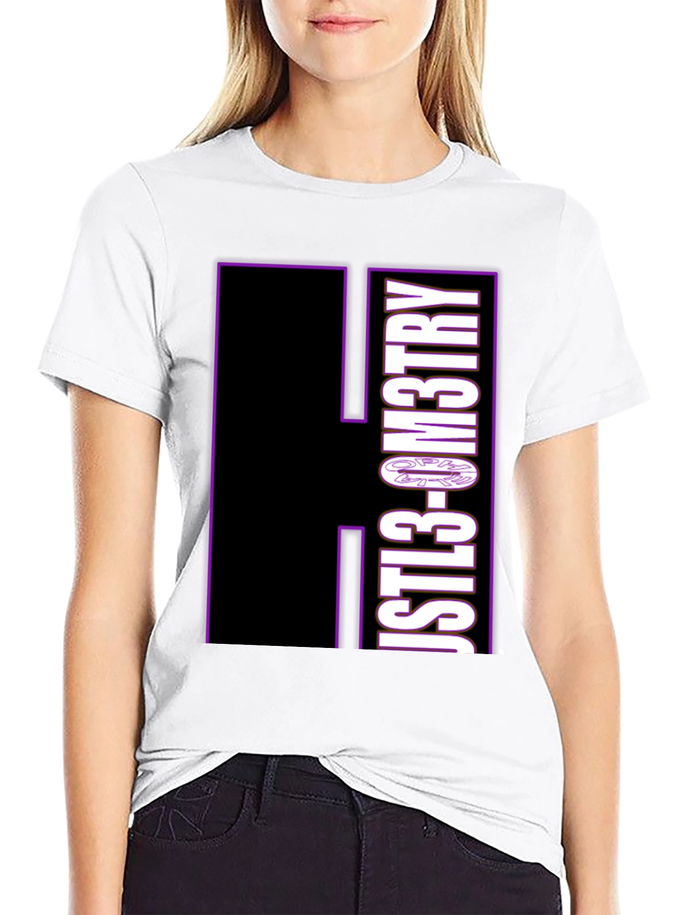 Just Geometry Graphic Tee - Black Crew Neck Casual T-Shirt