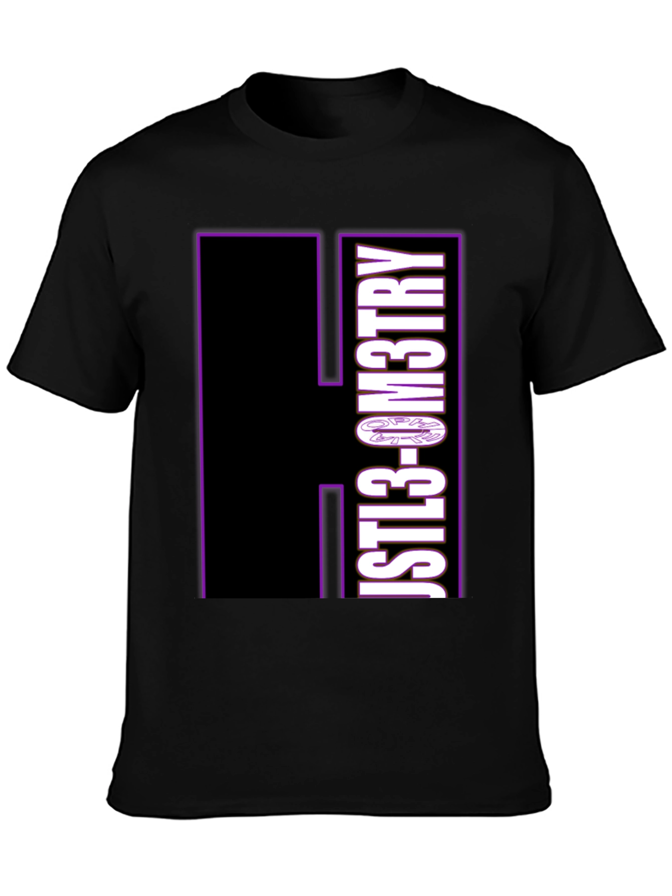 Just Geometry Graphic Tee - Black Crew Neck Casual T-Shirt
