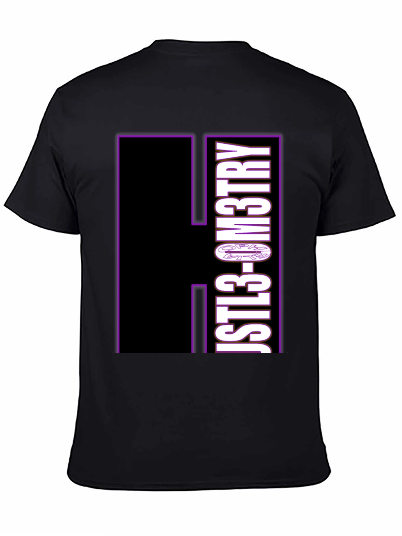 Just Geometry Graphic Tee - Black Crew Neck Casual T-Shirt