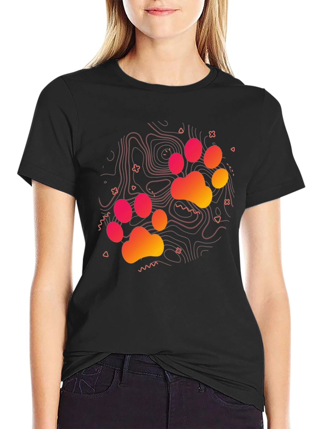 Cool Graphic Tee: Paw Print Design